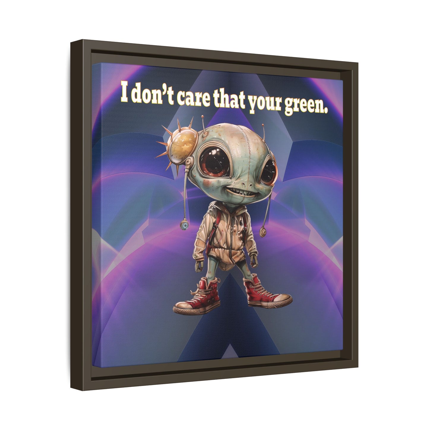 I don't care that your green - framed canvas art (grey-pink wave)