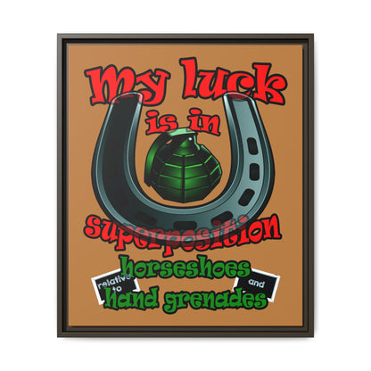 my luck - framed canvas art (light brown)
