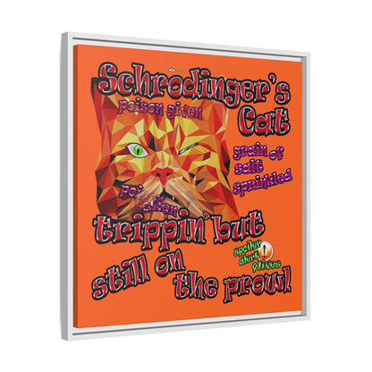 schrodinger's cat - framed canvas art (orange)