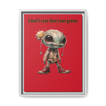 I don't care that your green - framed canvas art (dark red)