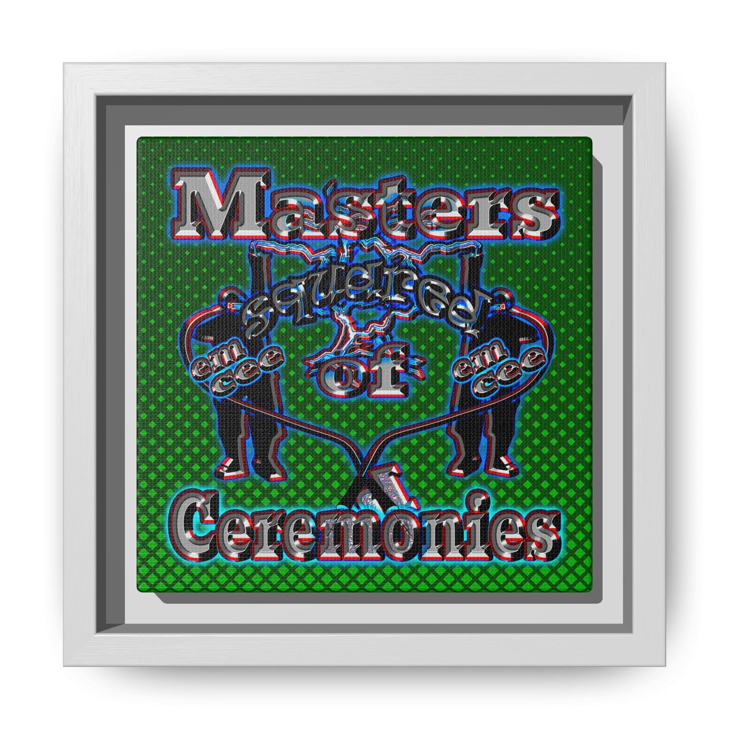 em cee squared - framed canvas art (logo green)