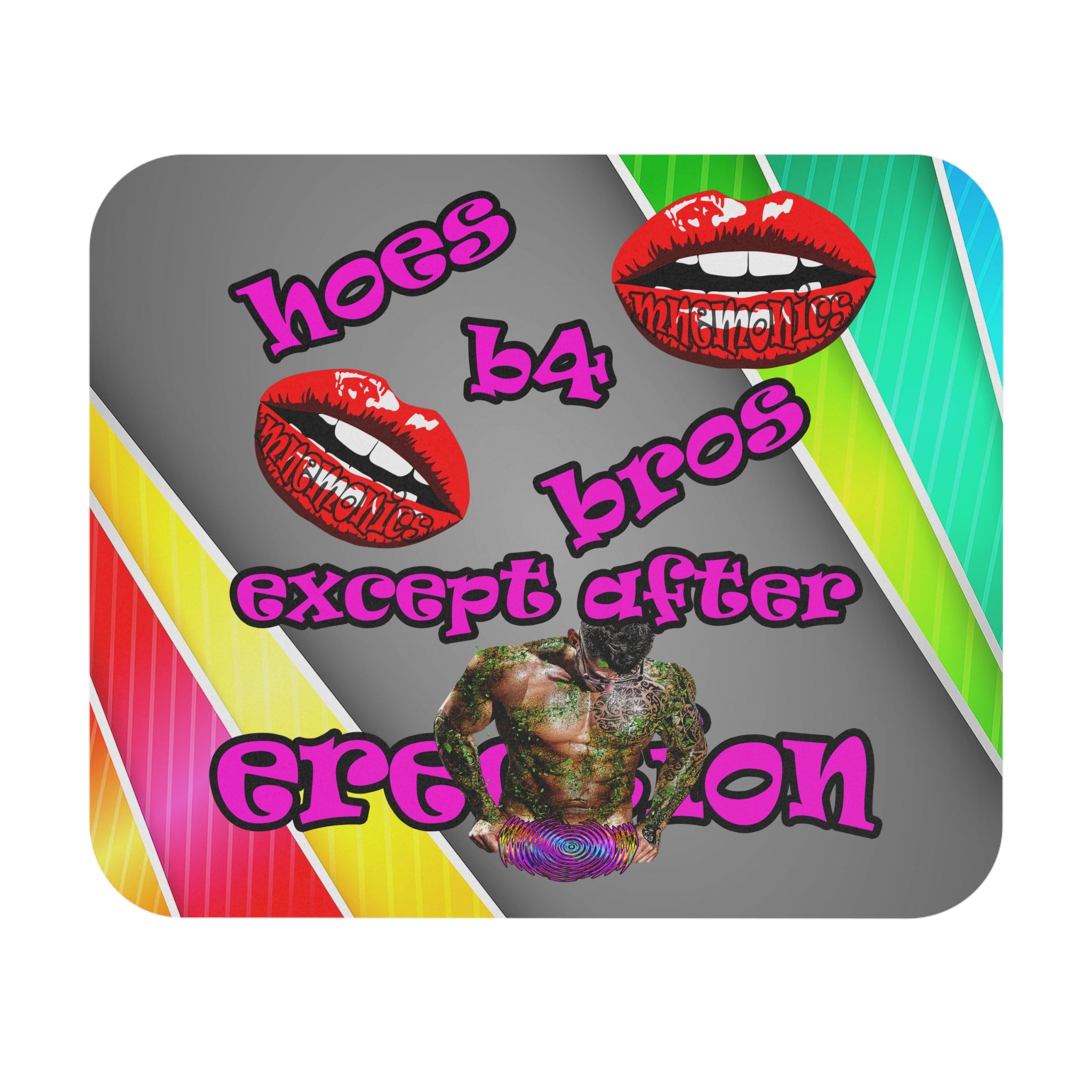 hoes b4 bros - Mouse Pad (Rectangle) (rainbow split)
