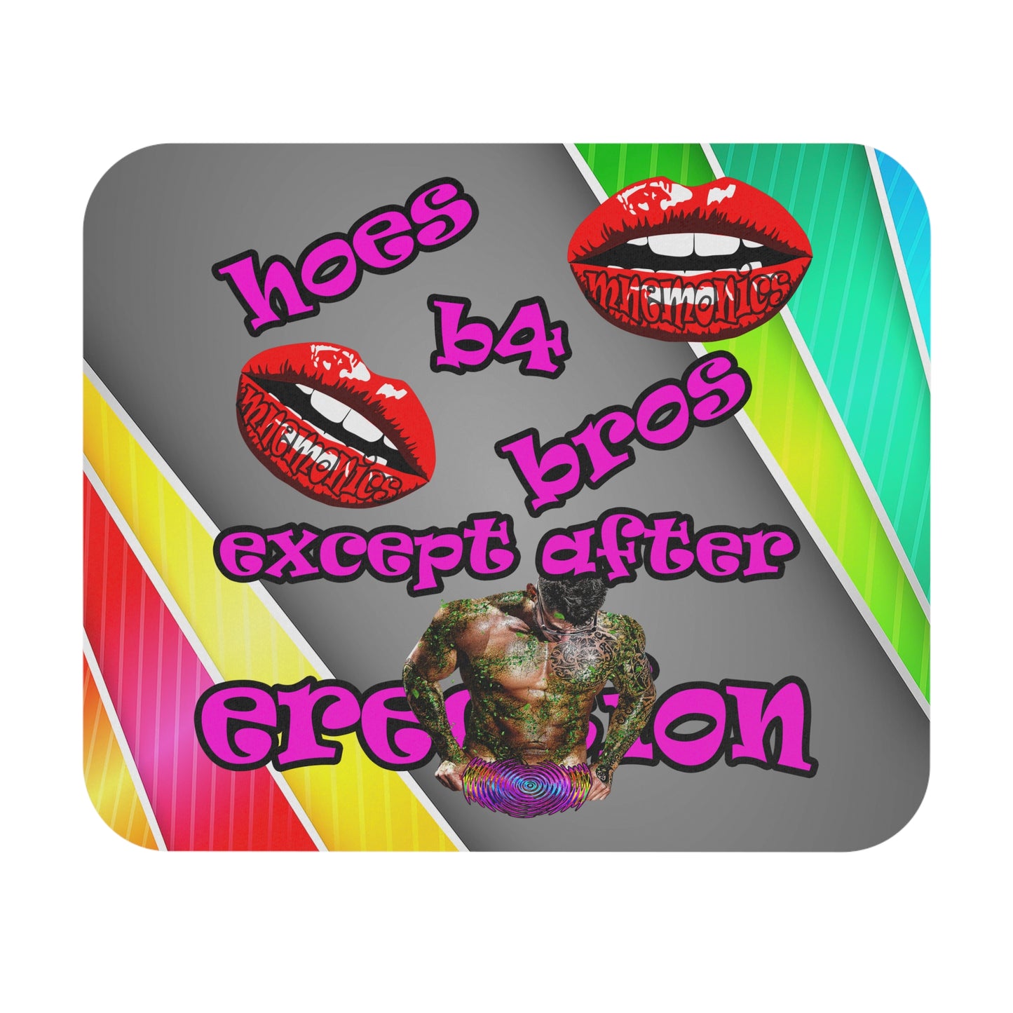 hoes b4 bros - Mouse Pad (Rectangle) (rainbow split)