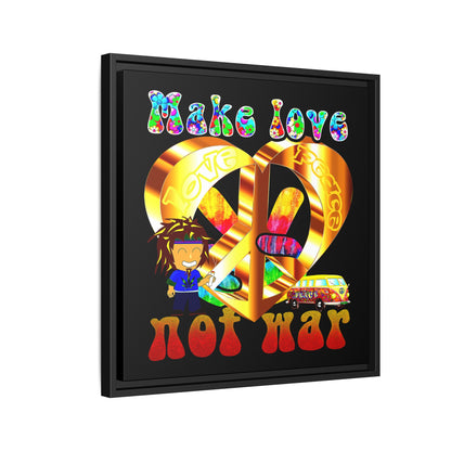 love peace - framed canvas art (black)