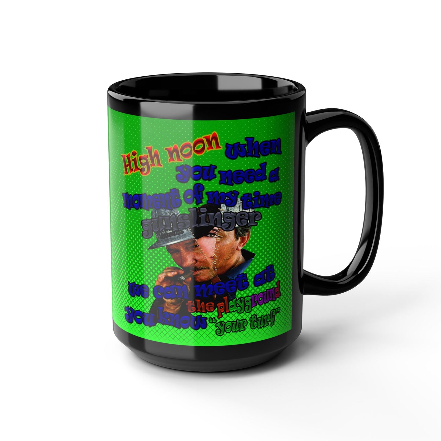 high noon - Black Mug (logo green)