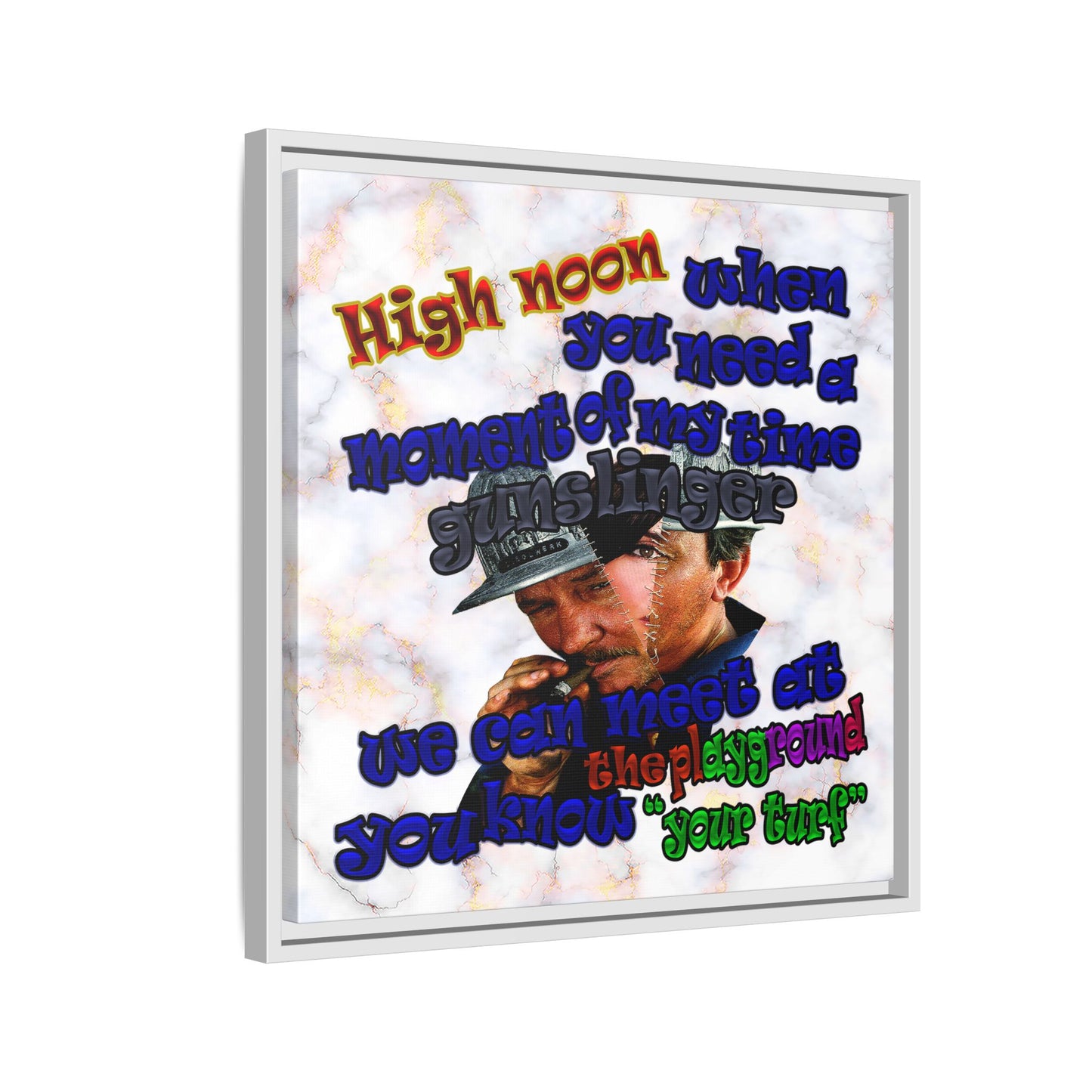 high noon - framed canvas art (white marble)