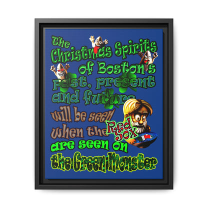 christmas spirits of boston - framed canvas art (dark blue)