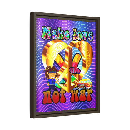 love peace - framed canvas art (purple wave)