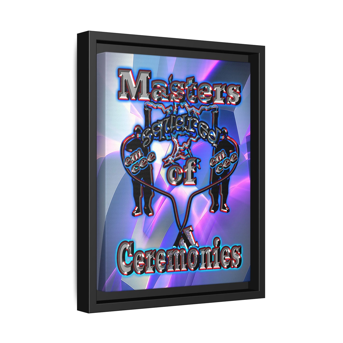 em cee squared - framed canvas art (grey-pink wave)