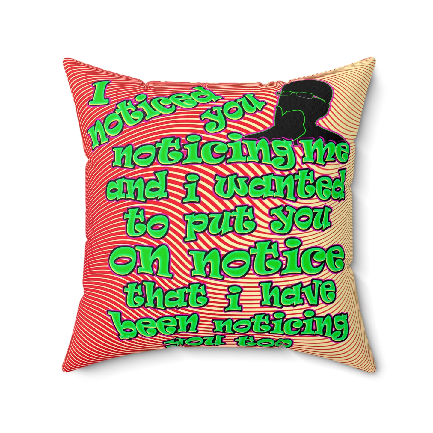 noticed you noticing - Faux Suede Square Pillow - (yellow-orange wave)