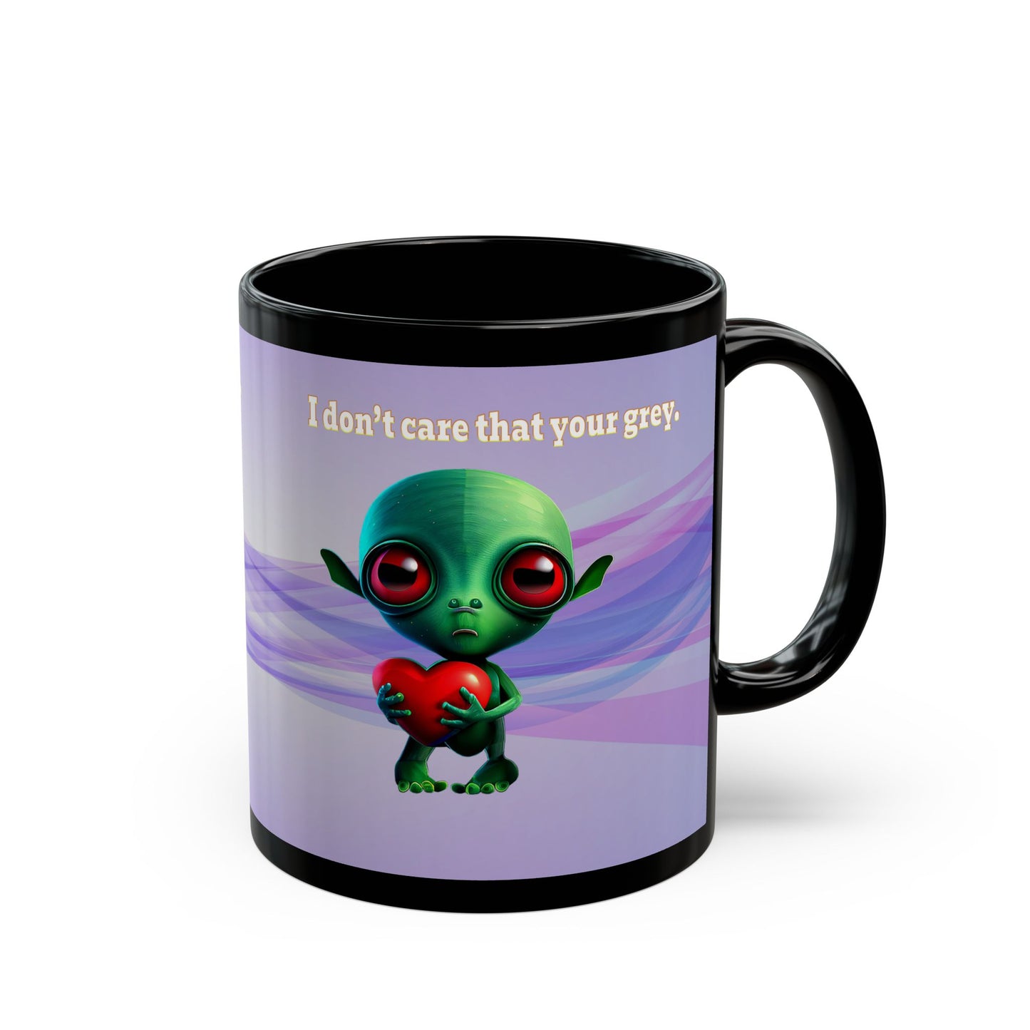 I don't care that your grey - Black Mug (light blue-pink wave)