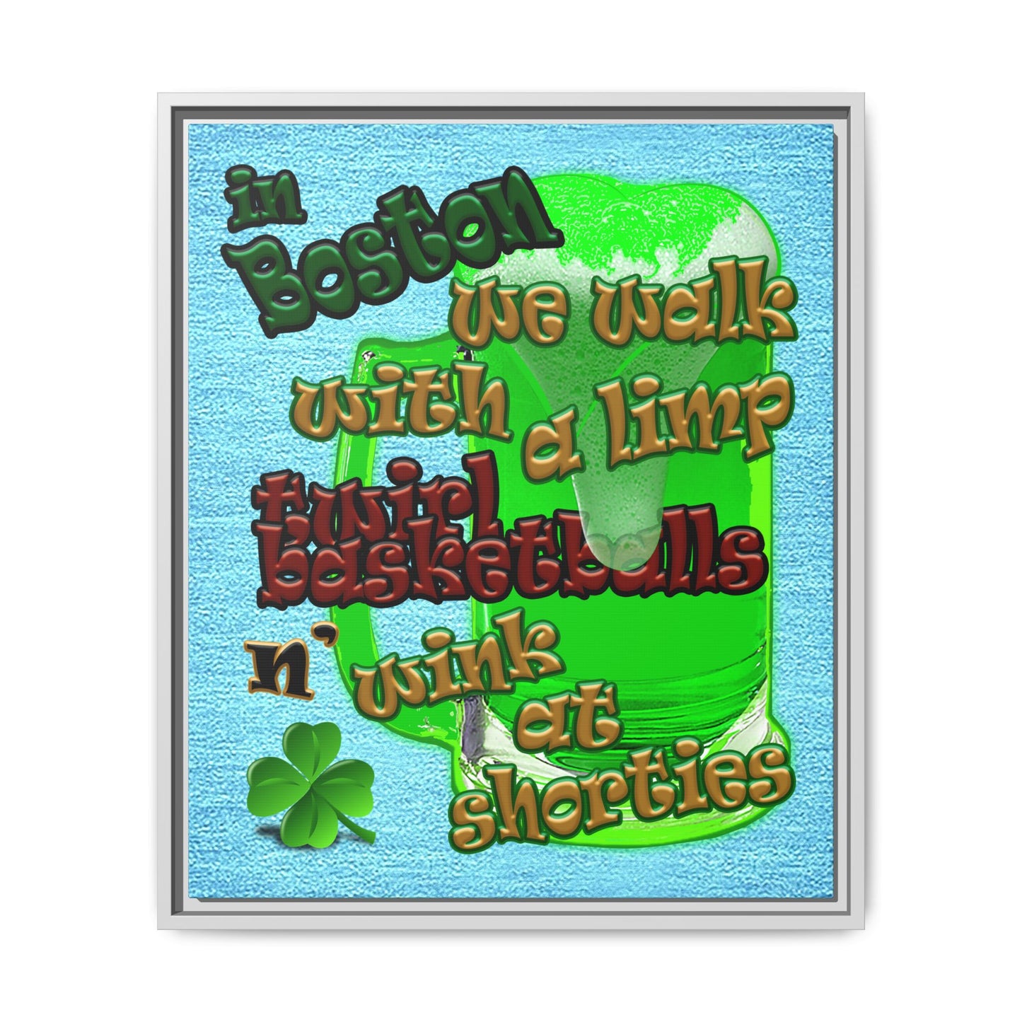 celtics logo - framed canvas art (faded blue)