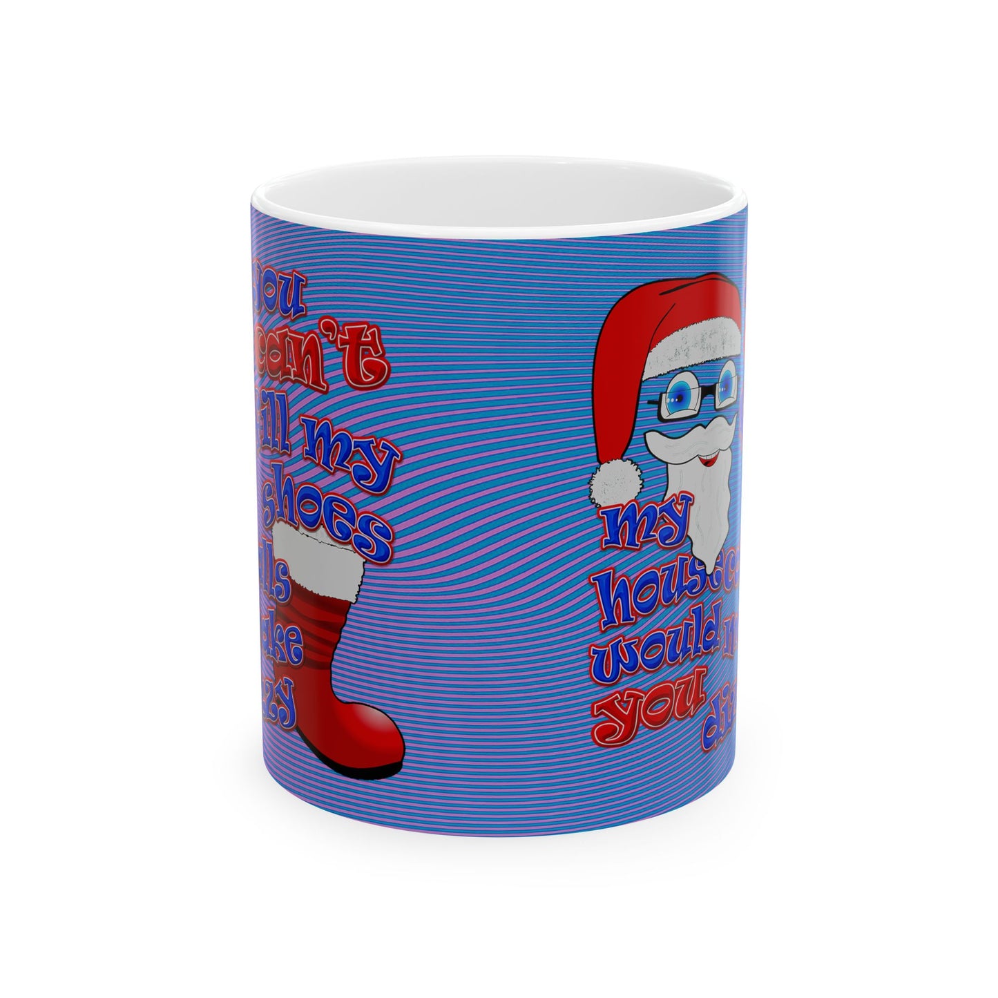 santa's shoes - White Mug (light blue-purple wave)