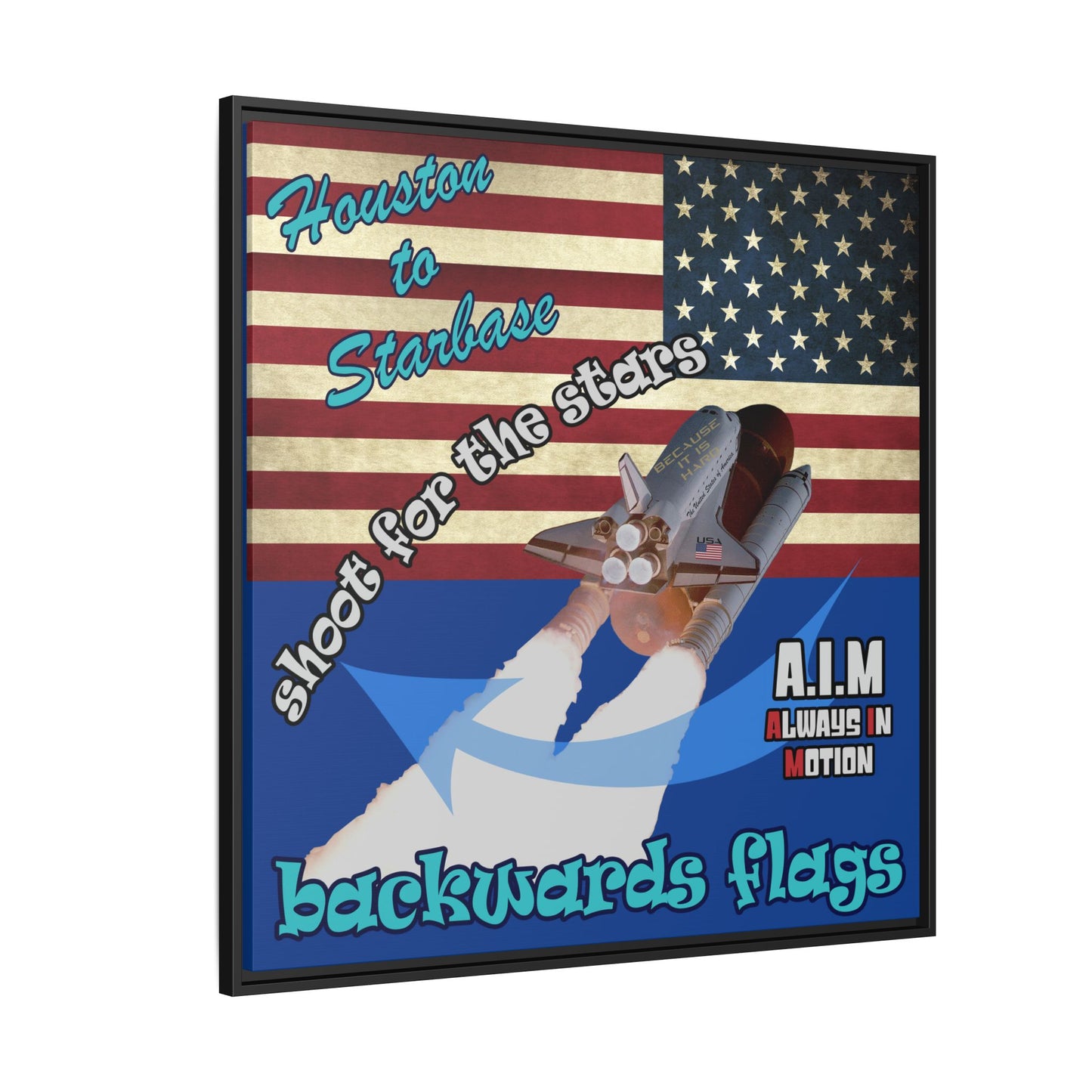 shoot for the stars - framed canvas art (dark blue)