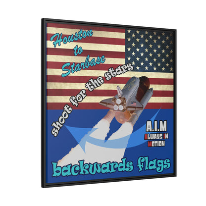 shoot for the stars - framed canvas art (dark blue)