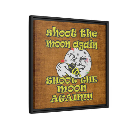 shoot the moon again - framed canvas art (brown papyrus)