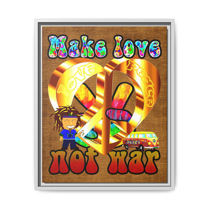 love peace - framed canvas art (brown papyrus)
