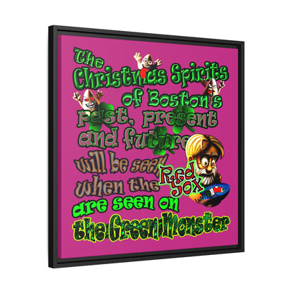 christmas spirits of boston - framed canvas art (pink)