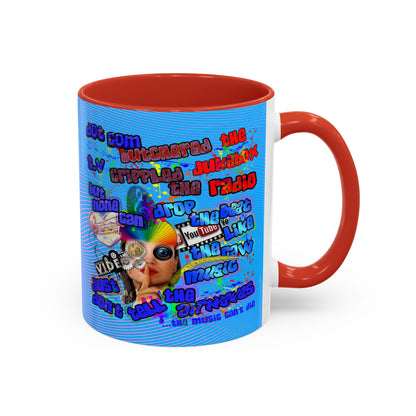 drop the beat - Accent Mug (light blue-purple wave)