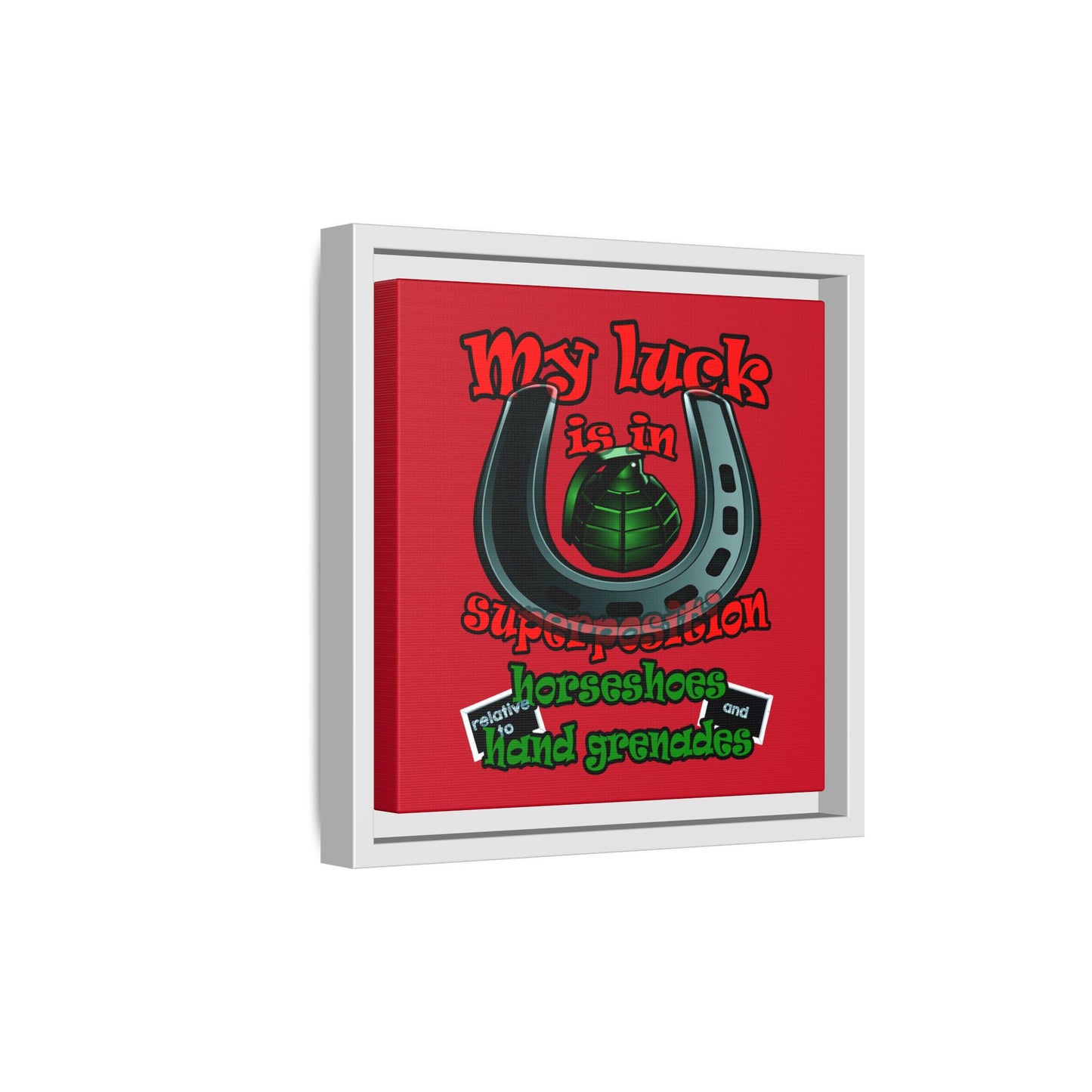 my luck - framed canvas art (dark red)