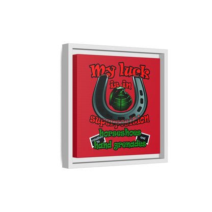 my luck - framed canvas art (dark red)