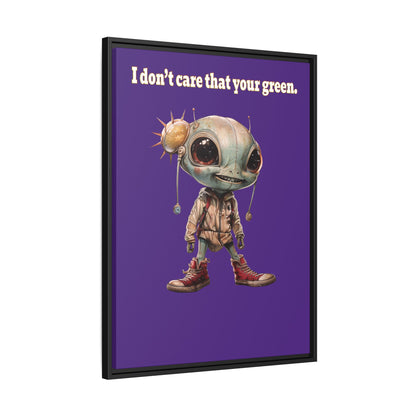 I don't care that your green - framed canvas art (purple)