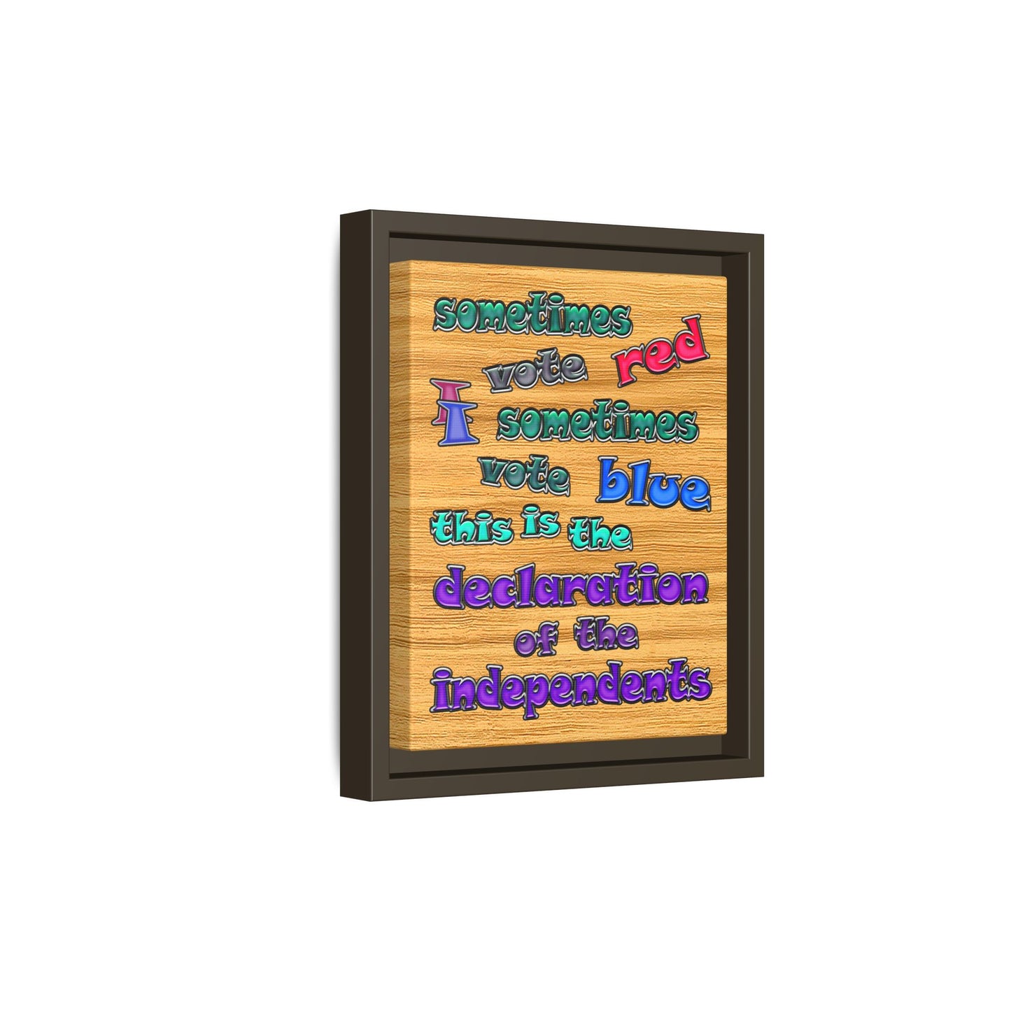 declaration of the independents - framed canvas art (butterscotch wood finish)