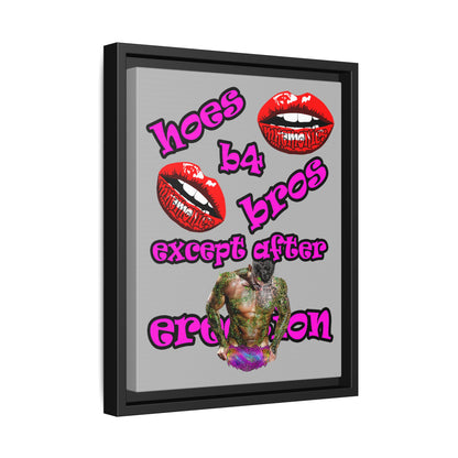 hoes b4 bros - framed canvas art (light grey)