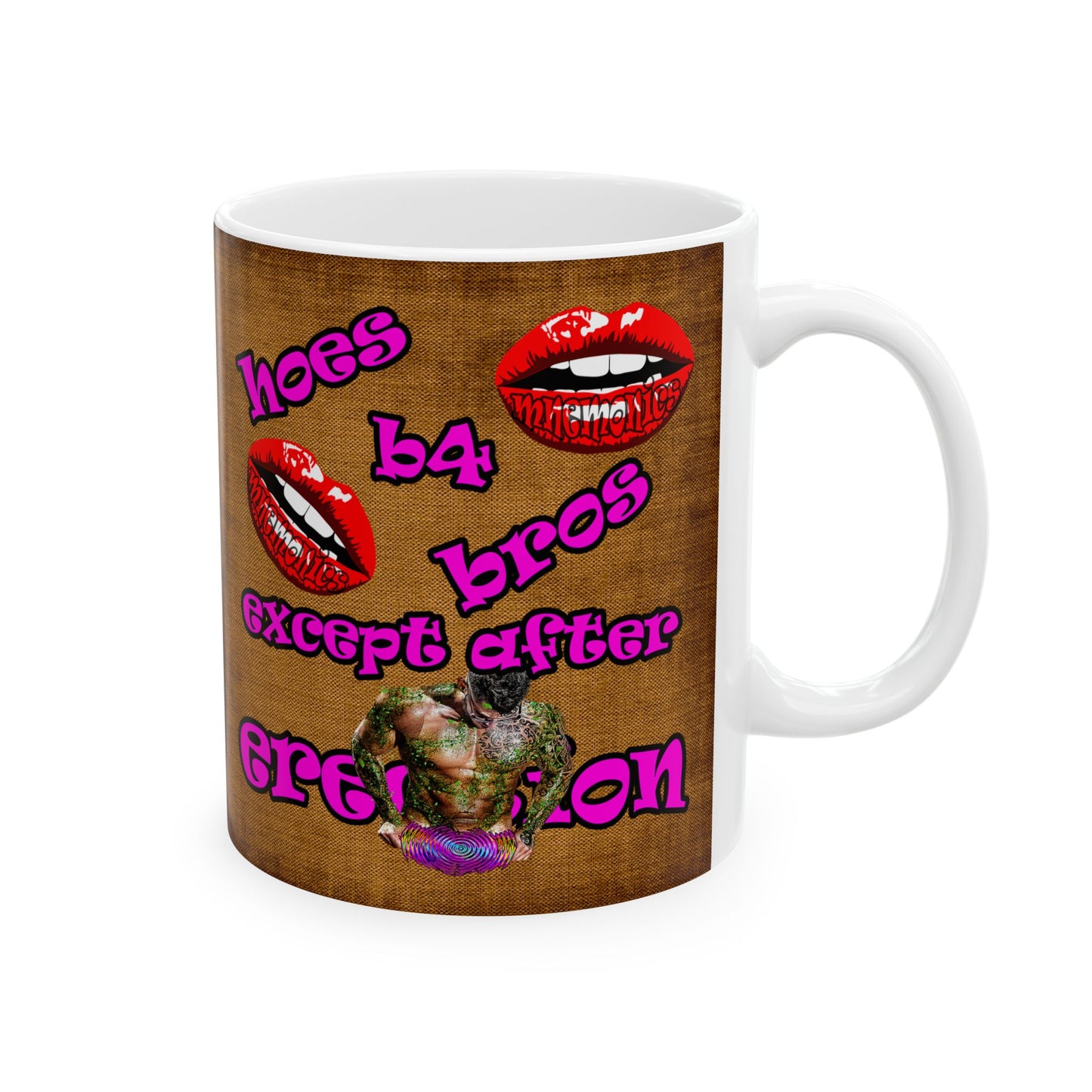 hoes b4 bros - White Mug (brown papyrus)