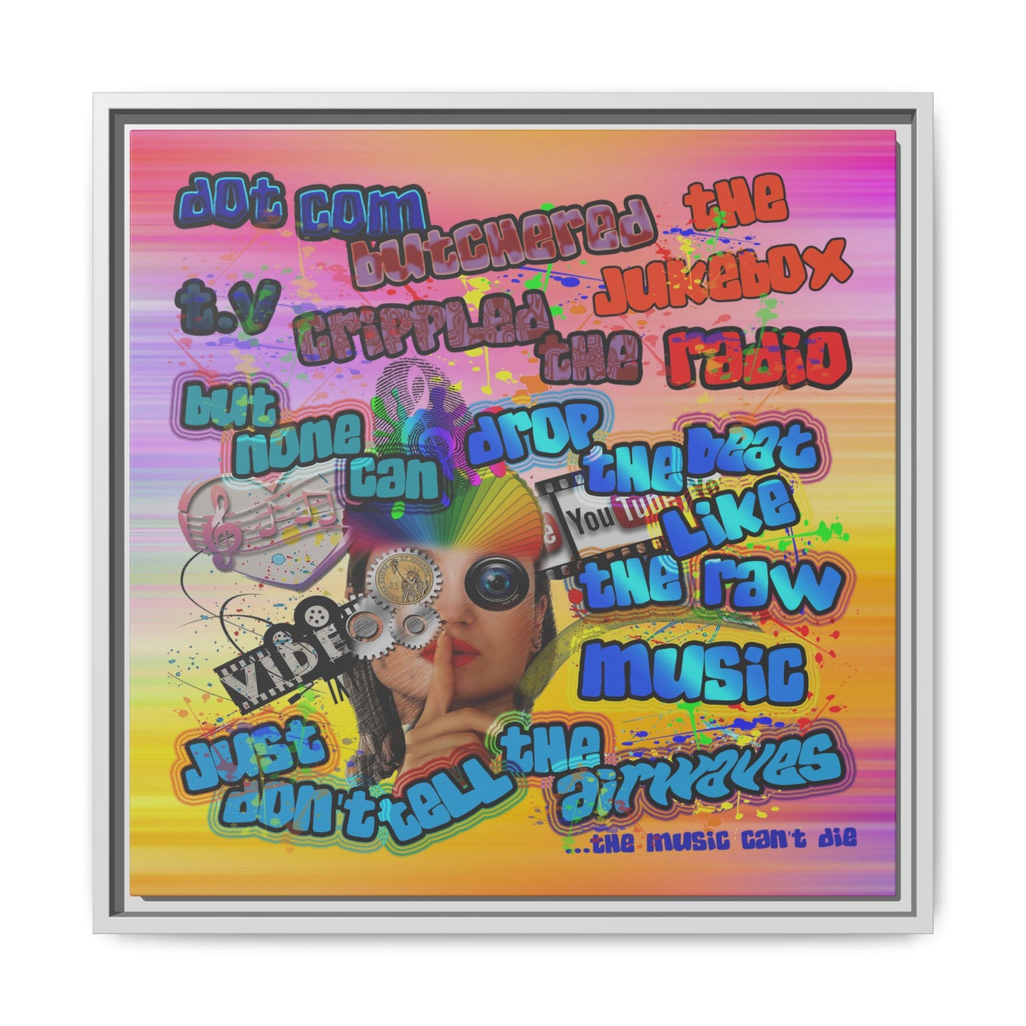 drop the beat - framed canvas art (color blur)
