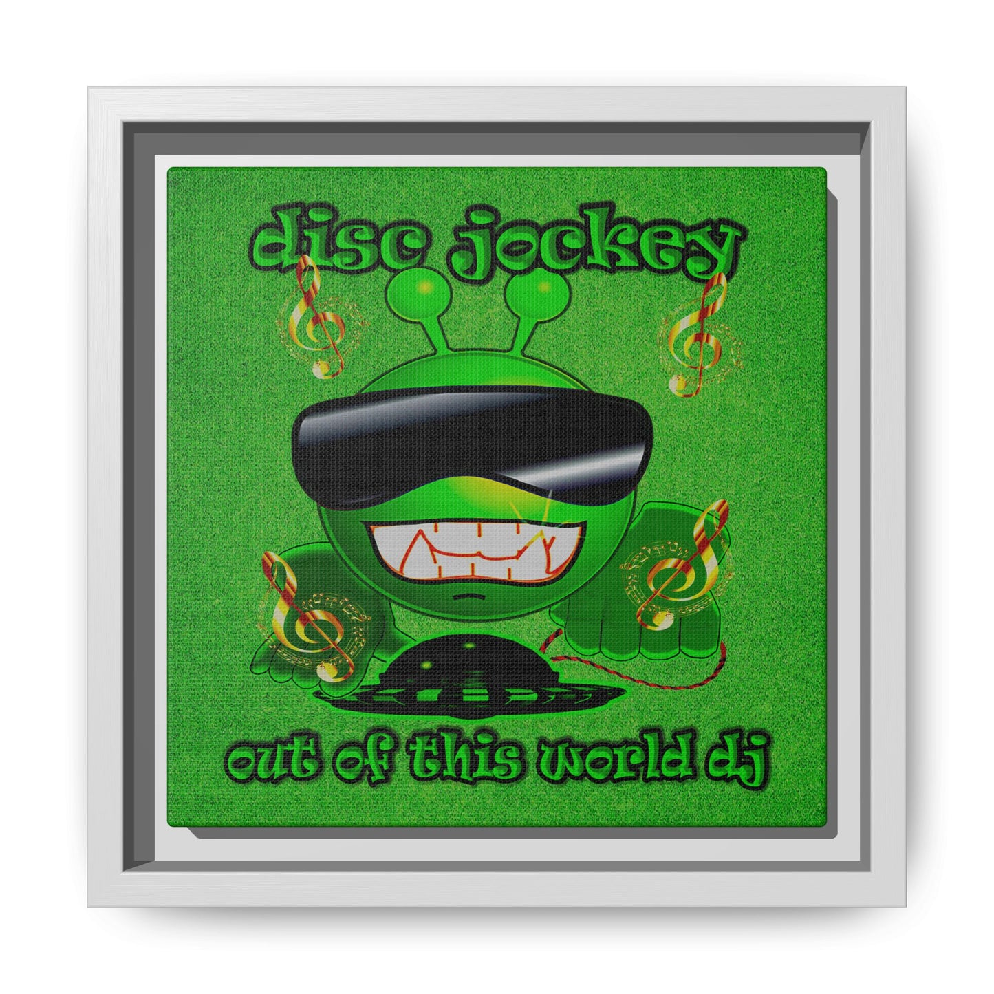 disc jockey - framed canvas art (green turf)