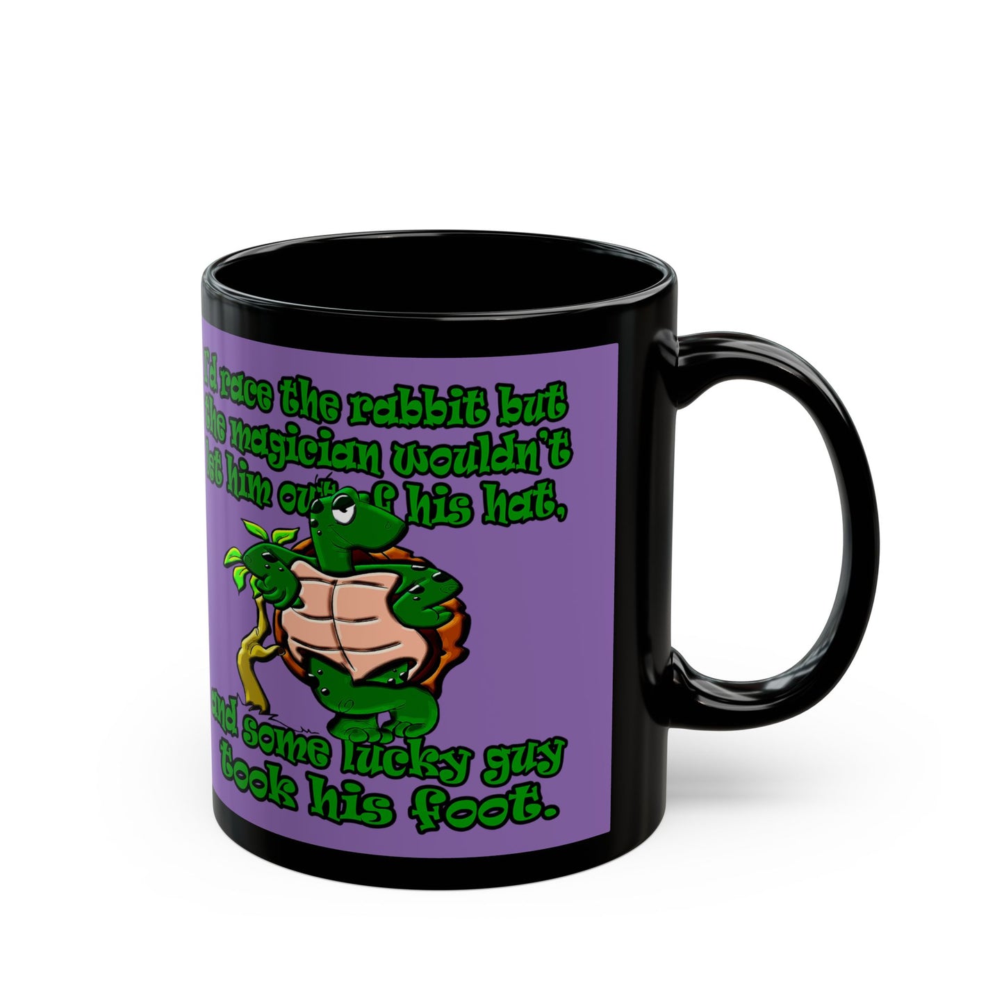 turtle race - Black Mug (light purple)
