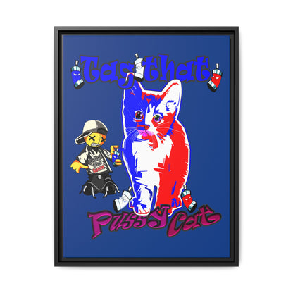 tag that - framed canvas art (dark blue)