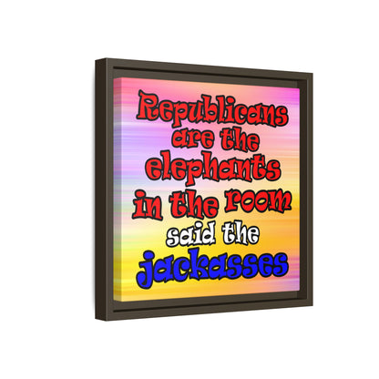 donkeys and elephants - framed canvas art (color blur)