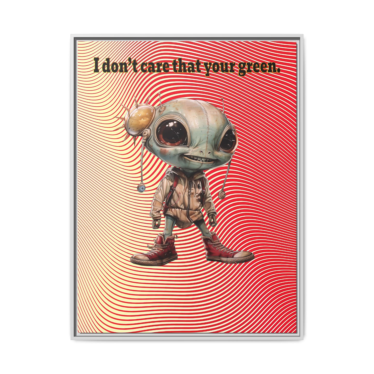 I don't care that your green - framed canvas art (yellow-orange wave)