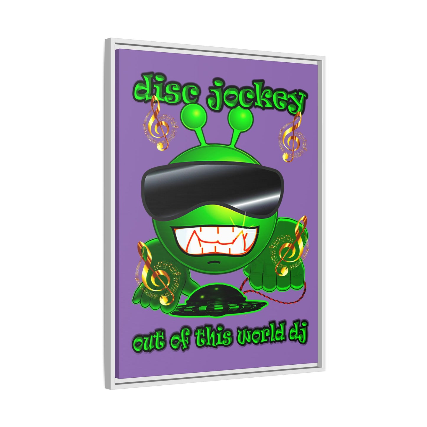 disc jockey - framed canvas art (light purple)