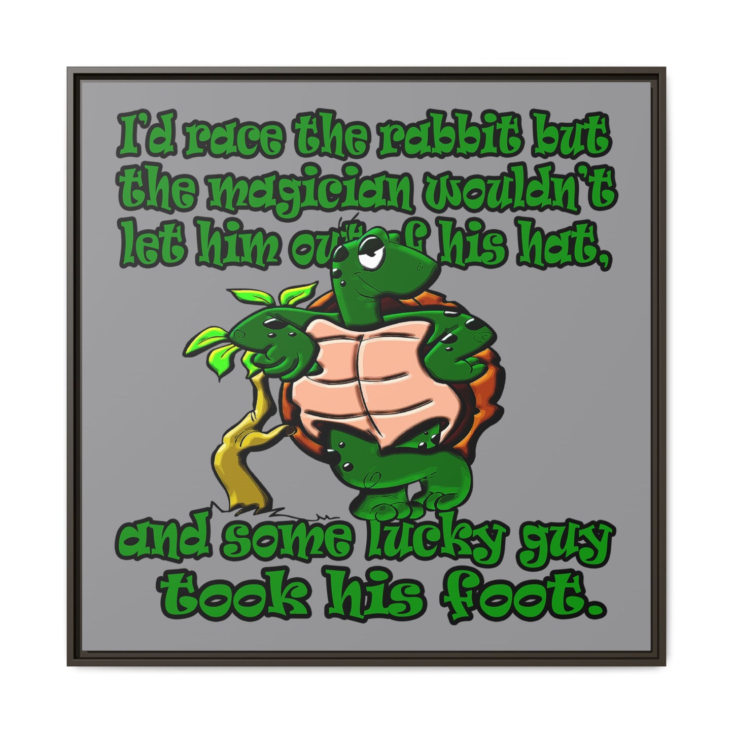 turtle race - framed canvas art (grey)