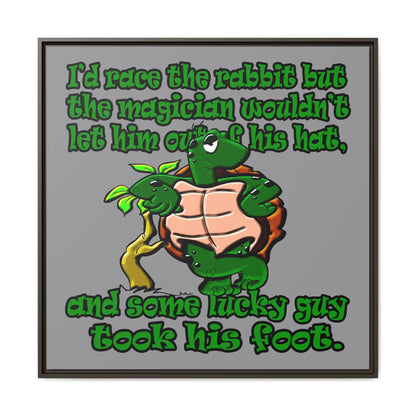 turtle race - framed canvas art (grey)