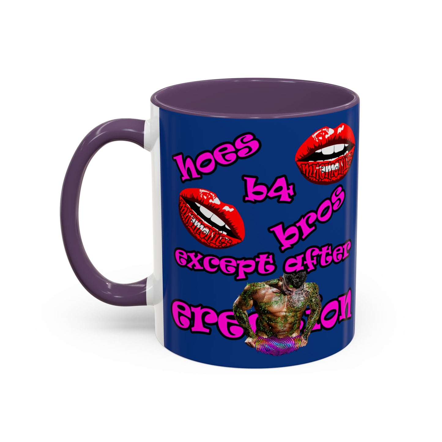 hoes b4 bros - Accent Mug (dark blue)
