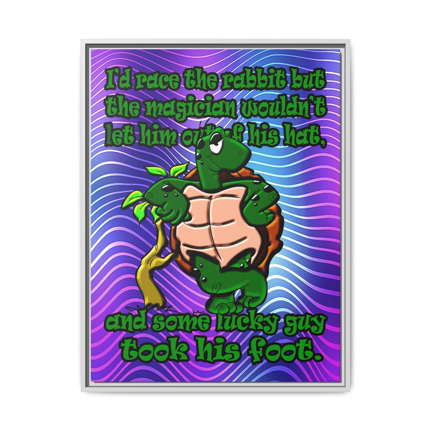 turtle race - framed canvas art (purple wave)
