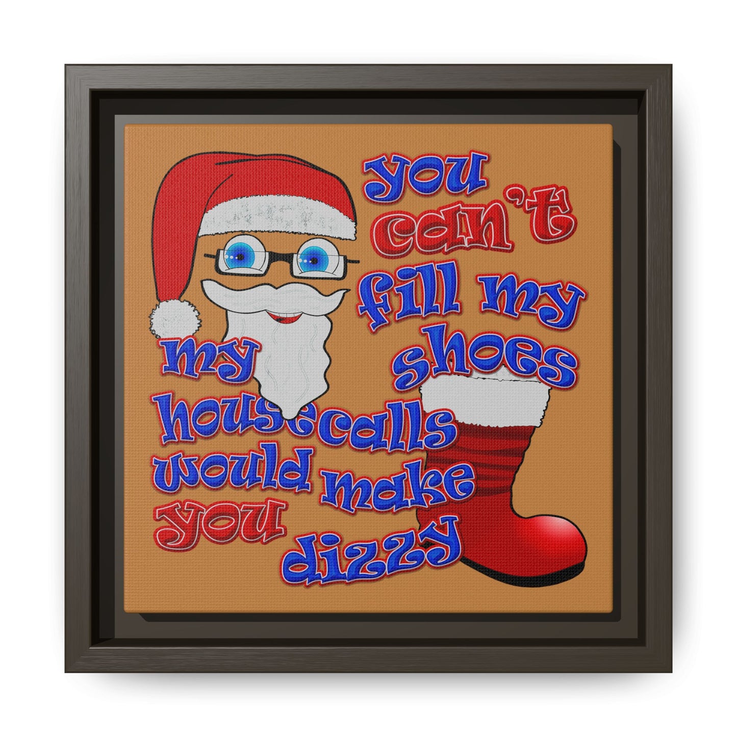 santa's shoes - framed canvas art (light brown)