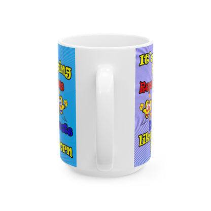 popping like popcorn - White Mug (light blue-purple wave)