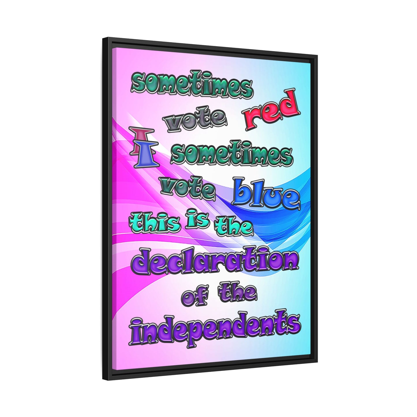 declaration of the independents - framed canvas art (light blue-pink wave)