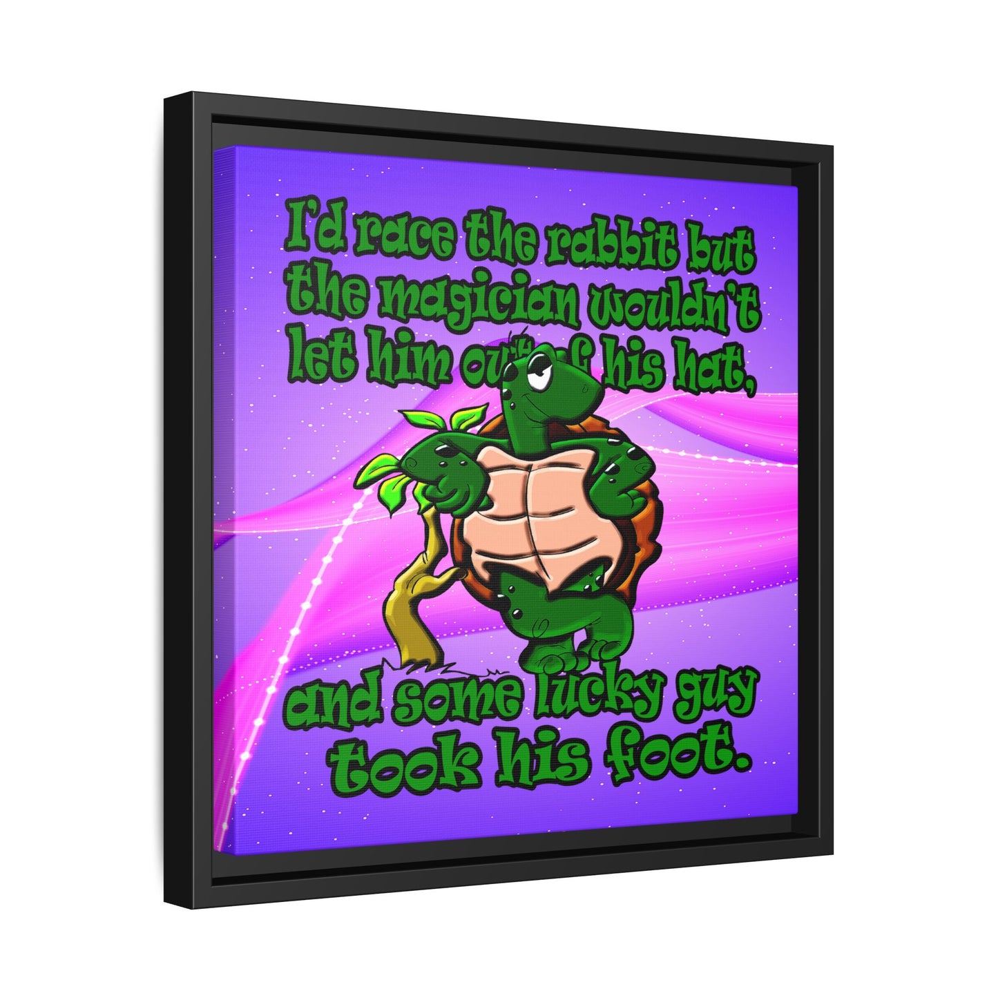 turtle race - framed canvas art (purple-pink wave)