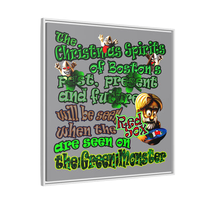 christmas spirits of boston - framed canvas art (grey)