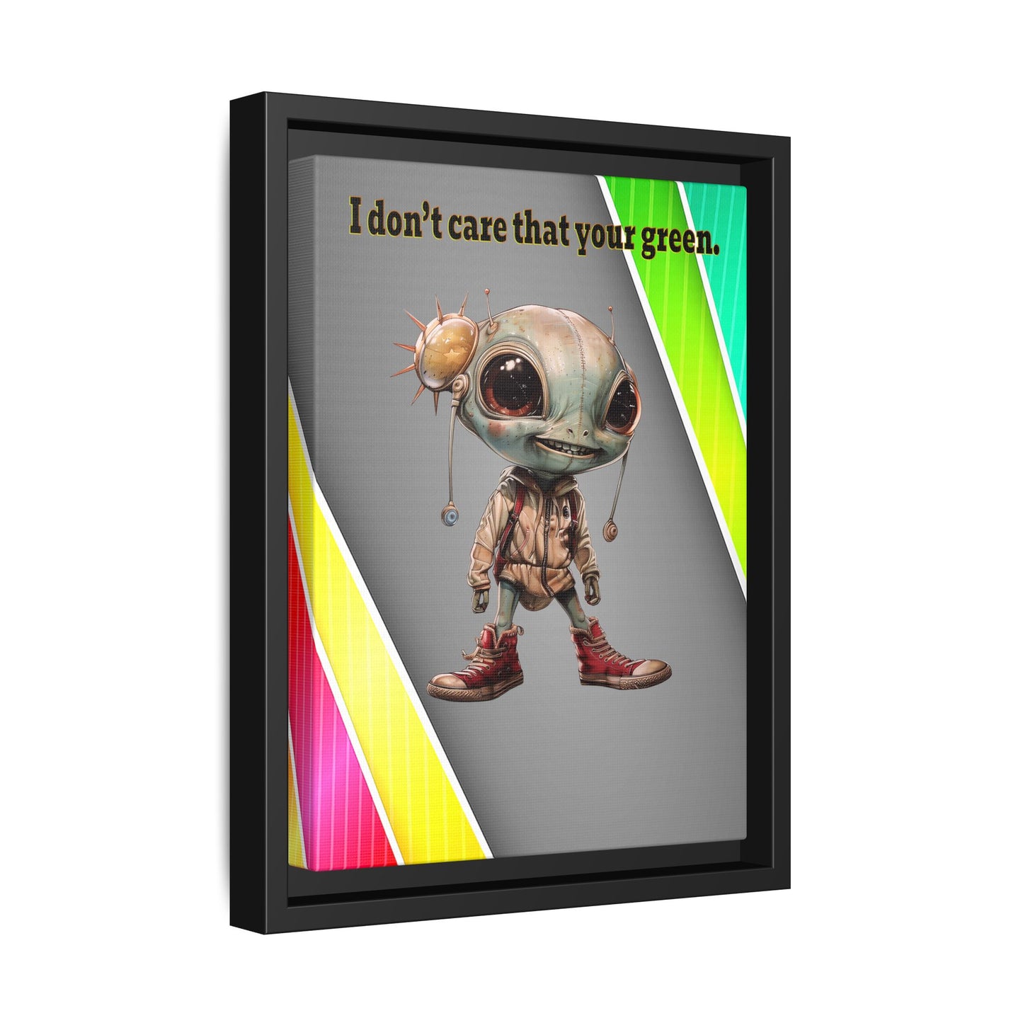 I don't care that your green - framed canvas art (rainbow split)