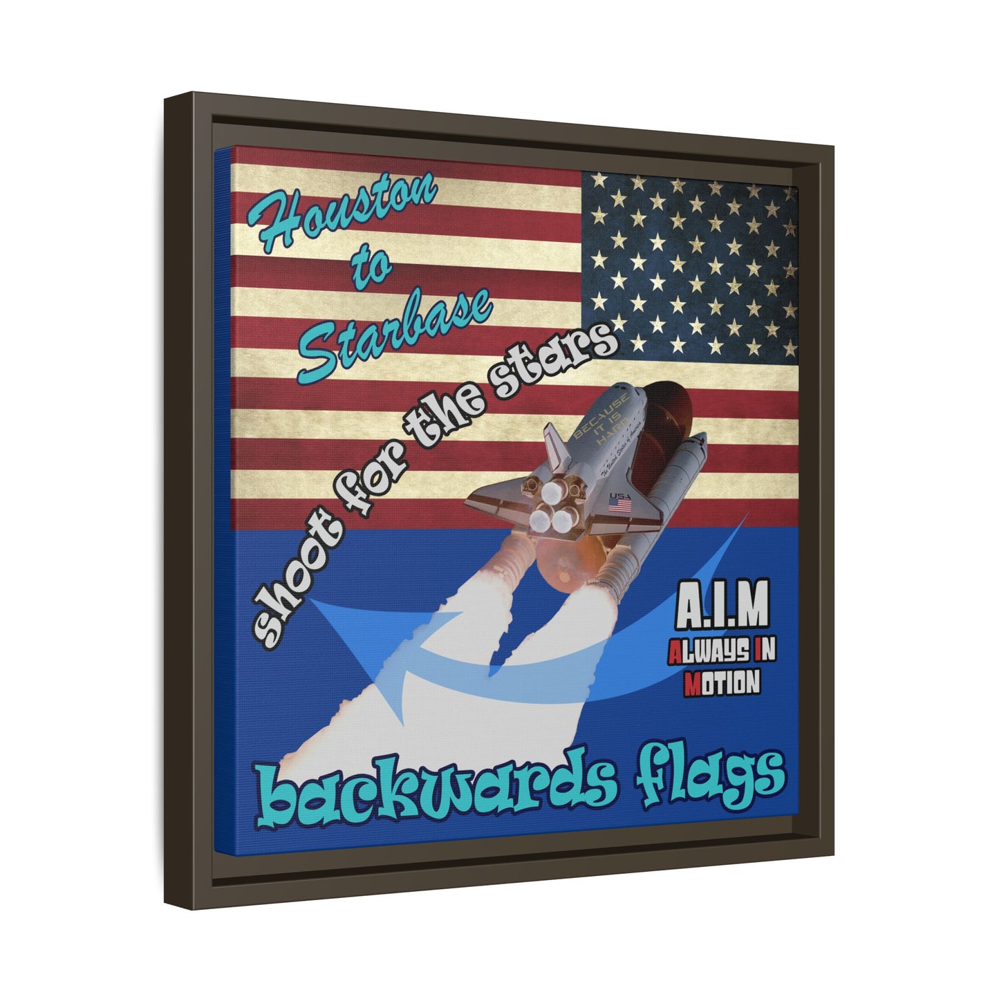 shoot for the stars - framed canvas art (dark blue)