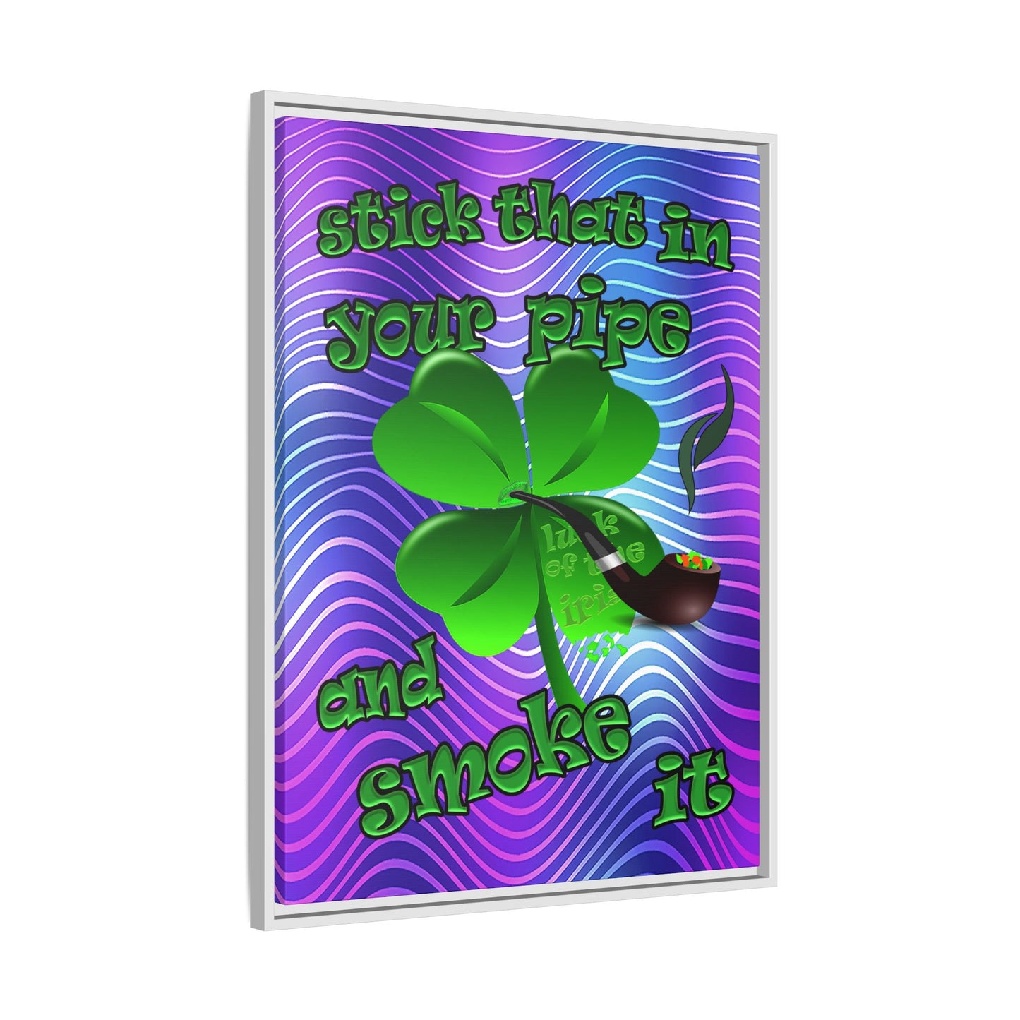 stick that in your pipe and smoke it - framed canvas art (purple wave)