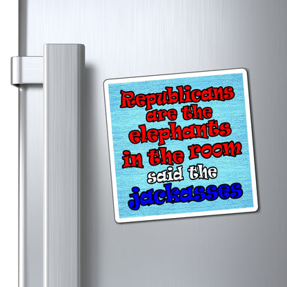 donkeys and elephants - Magnets - (faded blue)