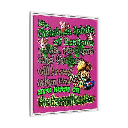 christmas spirits of boston - framed canvas art (pink)